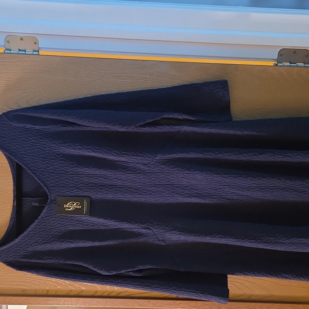 Elegant Navy Blue Sweater Dress